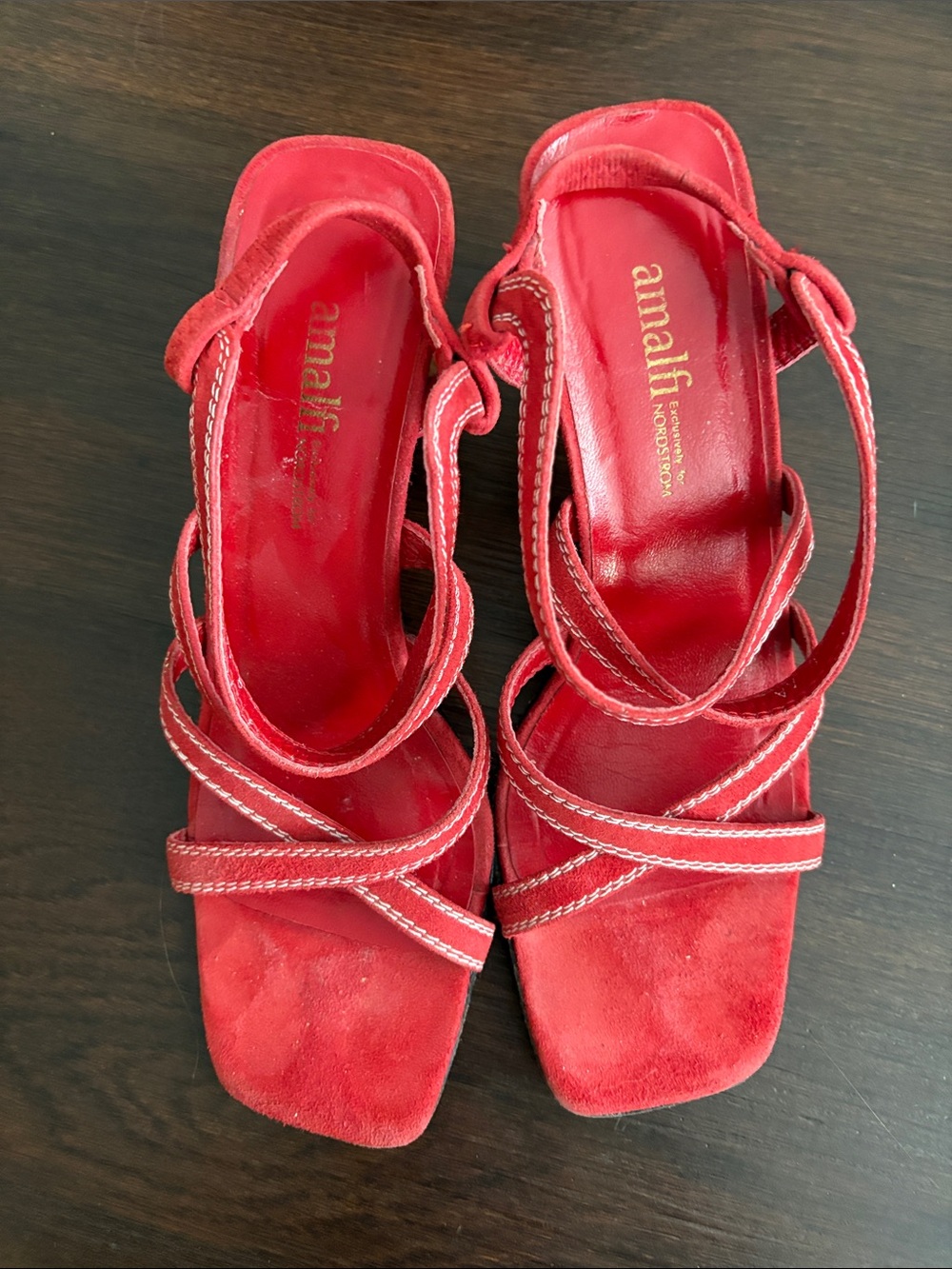 Amalfi Red Strappy Suede Heeled Sandals